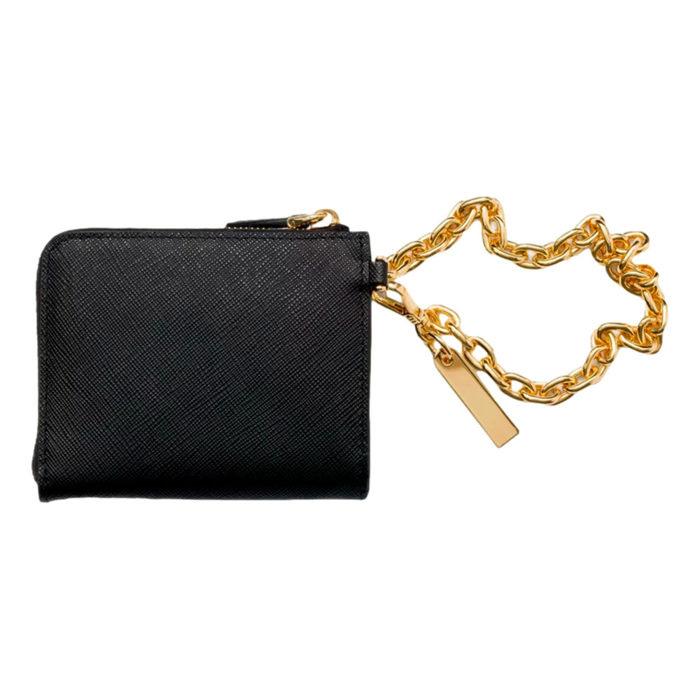 Prada Black Saffiano Leather Small Zip Wallet with